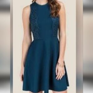 EUC Francescas Green Lace Halter Fit and Flare Mini Dress